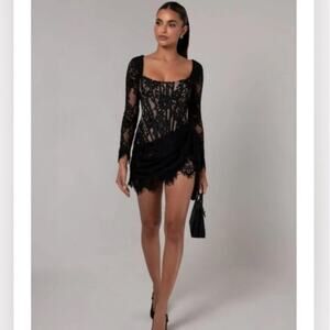 NWT Heiress Beverly Hills The Lace Corset Long Sleeve Mini Dress Size Medium